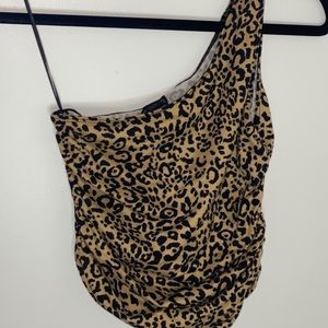 Cheetah. One shoulder crop top.